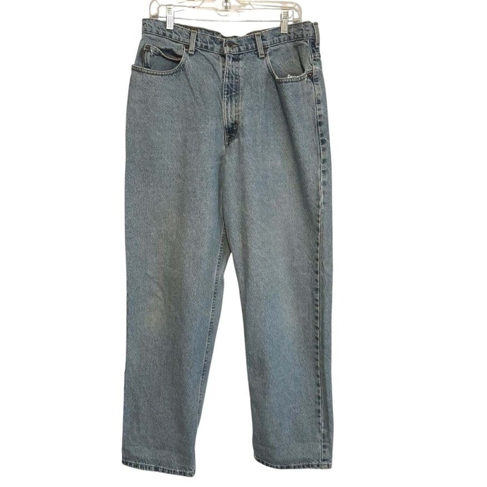 Timberland Mens Blue Denim Jeans Straight Leg Rugged Authentic Lumberjack  34/32